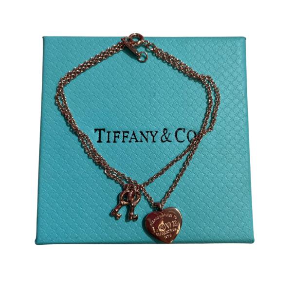 PULSERA TIFFANY & CO DISE&Ntilde;O DOBLE CORAZON Y LLAVE ORO ROSA