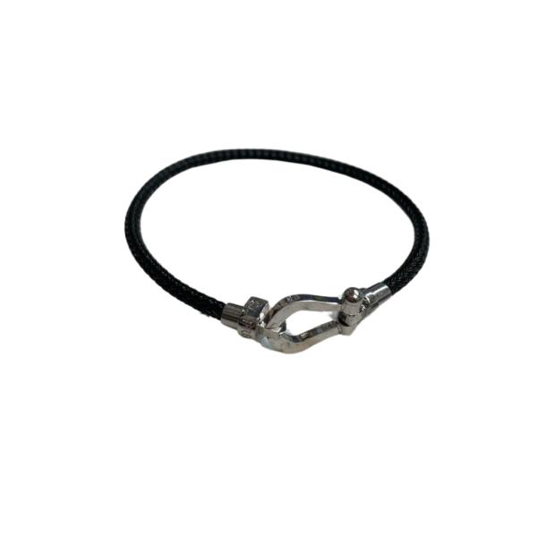 PULSERA DE ACERO Y CUERDA FRED NEGRO/PLATEADA