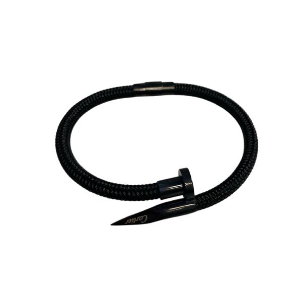 PULSERA DE ACERO Y CUERDA CARTIER DISE&Ntilde;O CLAVO NEGRO