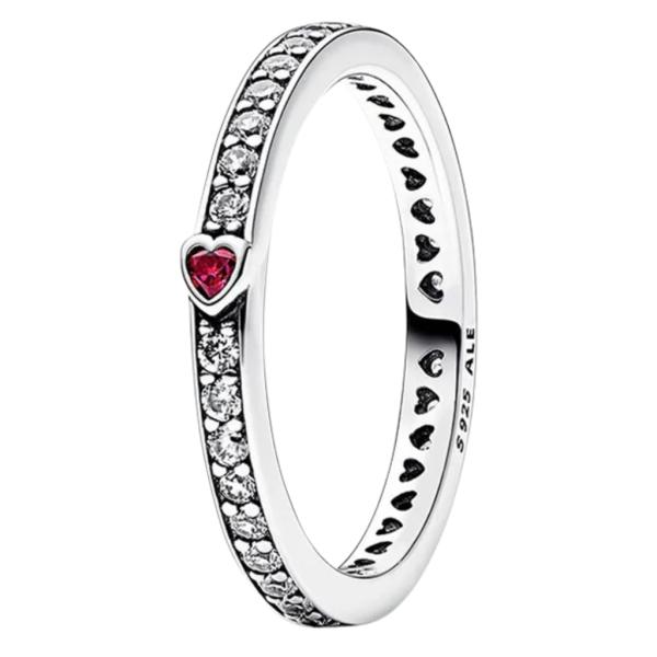 ANILLO CIRCONIAS CORAZON ROJO PANDORA