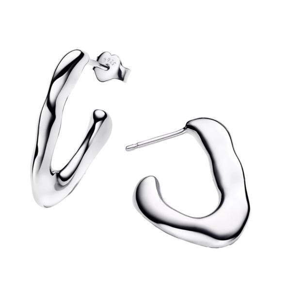 ARETES ARO ABIERTO FORMA ORGANICA EN V PANDORA