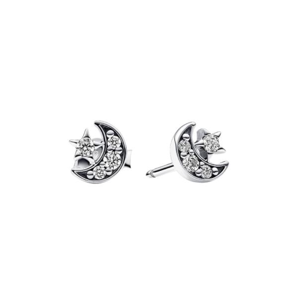 ARETES LUNA Y ESTRELLA BRILLANTES PANDORA