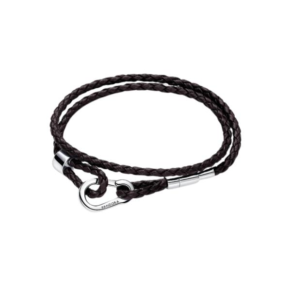 BRAZALETE CUERO DOBLE PANDORA NEGRO