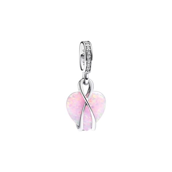CHARM COLGANTE CORAZON OPALESECENTE ROSA MAM&Aacute; PANDORA
