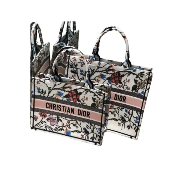 BOLSO MODELO BOOK TOTE DISE&Ntilde;O TEJIDO DIOR ESTAMPADO FLORES