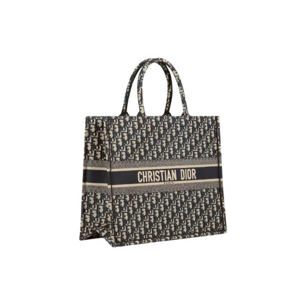 BOLSO MODELO BOOK TOTE DISE&Ntilde;O TEJIDO DIOR ESTAMPADO AZUL