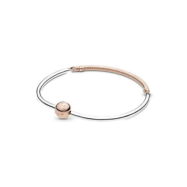 PULSERA RIGIDA MOMENTS 3 ESLABONES ORO ROSA PANDORA B01