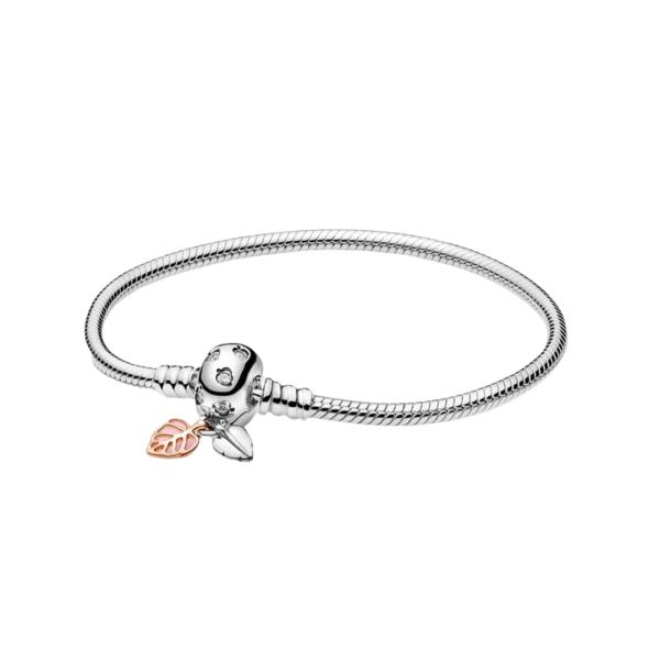 PULSERA CIERRE HOJITAS DOS TONOS PANDORA
