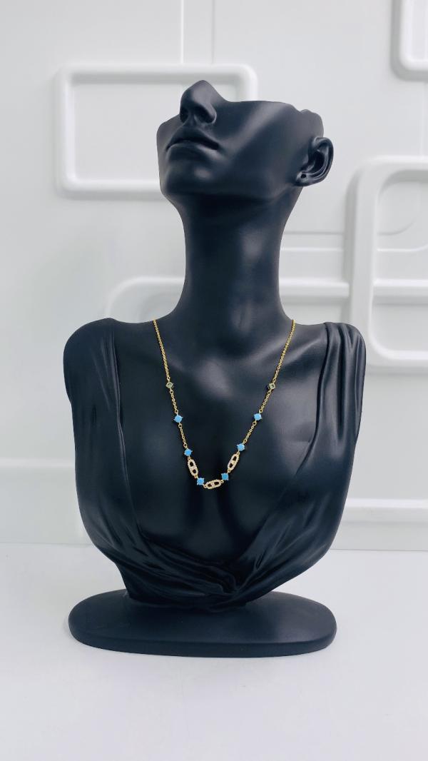 COLLAR DORADO DE ACERO MESSIKA  DISE&Ntilde;O PIEDRAS CELESTE