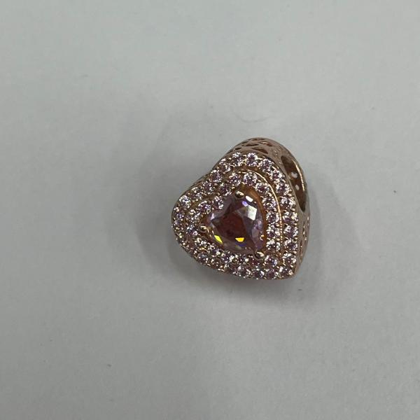 CHARM CORAZON ORO ROSA CIRCONIAS PANDORA CH01