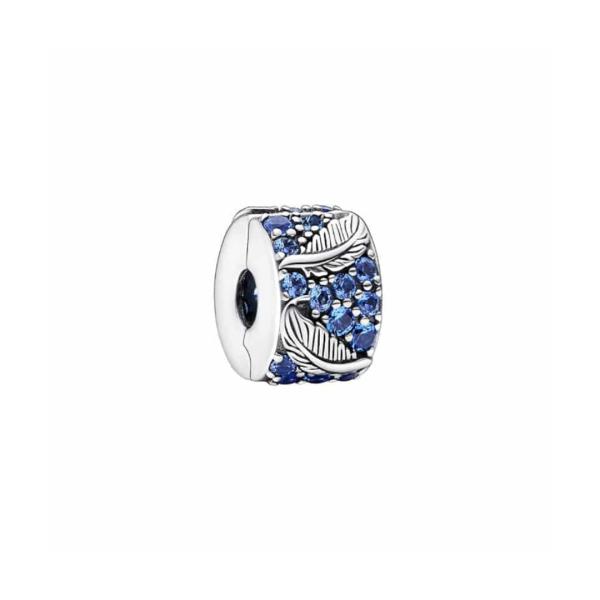 CHARM CLIP PLUMA CURVA CIRCONIAS AZULES  PANDORA CH03
