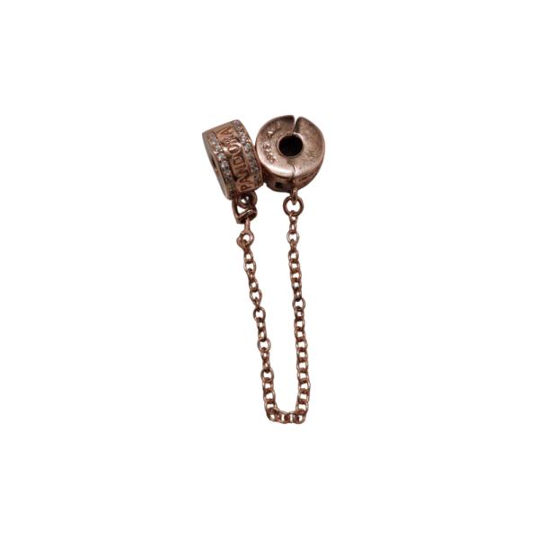 CADENA DE SEGURIDAD CON CIRCONIAS EMBLEMA PANDORA S01 ORO ROSA
