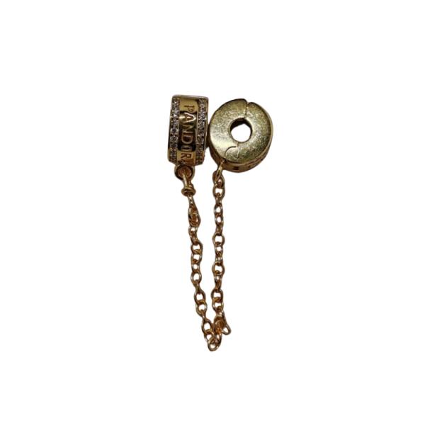 CADENA DE SEGURIDAD CON CIRCONIAS EMBLEMA PANDORA S01 DORADO